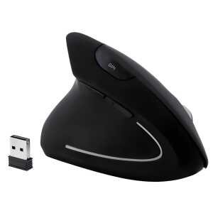 Ergonomische 6-Tasten Maus, kabellos schwarz, für Linkshänder