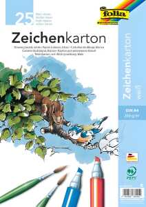 Zeichenkarton A4 25BL 200g ws FOLIA 860025 Zeichenpapier