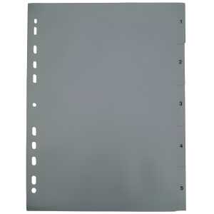 Zahlenregister - 1 - 5, PP, A4, 5 Blatt, grau