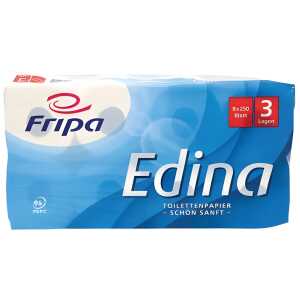 FRIPA Toilettenpapier Edina 3-lagig, geprägt hochweiß, 8 Ro 250 Blatt