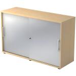 Hammerbacher Schiebetürschrank 2OH, 120 cm, Relinggriff, Ahorn/Silber