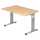Schreibtisch C-Fuß - 120 x 65-85 x 80 cm, Ahorn/Silber