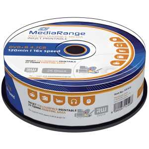 DVD+R - 4.7GB/120Min, 16-fach/Spindel, bedruckbar, 25 Stück
