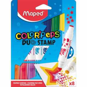 Faserschreiberetui m.Stempel 8ST sort. MAPED ColorPeps Duo Stamp