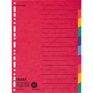 Zahlenregister - 1-10, Karton farbig, A4, 5 Farben, gelocht Orgadruck