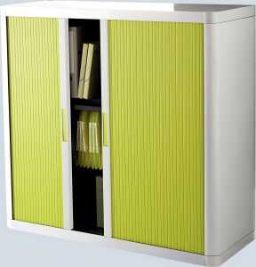 Rollladenschrank easyOffice 1-Meter Schrank, 2 Fachböden, weiß/grün
