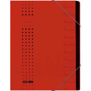 Ordnungsmappe "chic" A4, 12 Fächer, aus 450 g/m² Karton (RC), rot