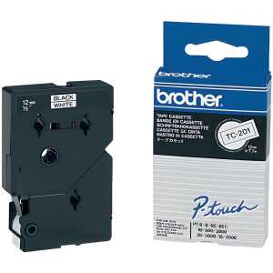 Brother Schriftbandkassette P-touch 12 mm x 7,7 m (B x L) weiß schwarz