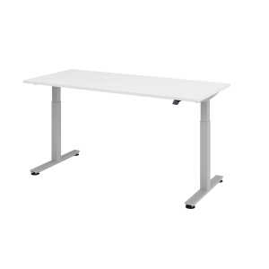 Sitz-Steh-Schreibtisch mit T-Fuß - 180 x 72-119 x 80 cm, Weiß