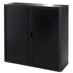 Rollladenschrank easyOffice 1-Meter Schrank, 2 Fachböden schwarz