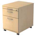 Rollcontainer - 42,8 x 59 x 58 cm, 1 Schub, Bogengriff, Ahorn