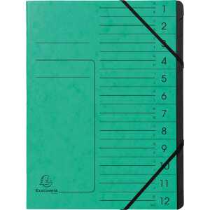 Exacompta EXACOMPTA Ordnungsmappe - 12 Fächer, A4, Karton, grün