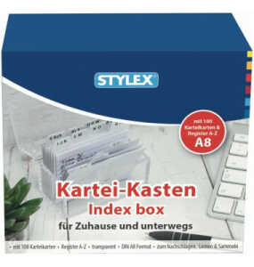 Karteikasten Plastik transp.A8 49973 Reg+100Kart 8,5x7,5x5cm