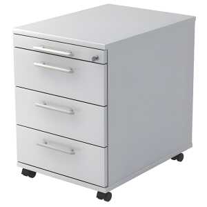 Rollcontainer - 42,8 x 59 x 58 cm, 3 Schübe, Relinggriff, Weiß