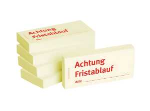BIZSTIX Haftnotizen "Achtung Fristablauf am" 75 x 35 mm, 5x 100 Blatt