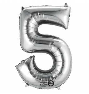 Folienballon Zahl 5 silber 2798501 / 9906290 86cm