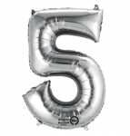 Folienballon Zahl 5 silber 2798501 / 9906290 86cm