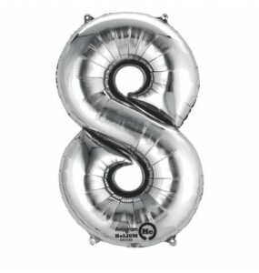 Folienballon Zahl 8 silber 2798801 / 9906293 86cm