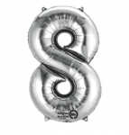 Folienballon Zahl 8 silber 2798801 / 9906293 86cm