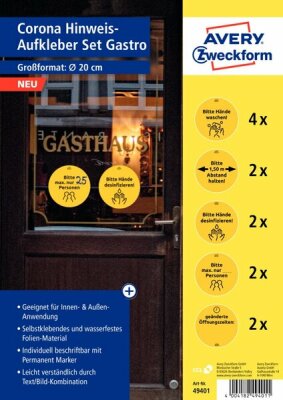 Zweckform Hinweisetiketten Corona gelb 49401 Gastro