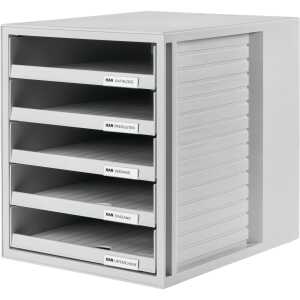 HAN Schublabdenbox SCHRANK-SET - A4/C4, 5 offene Schubladen, lichtgrau