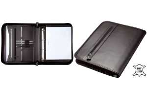 Alassio Ringbuchmappe LIMONE - A4, Echt Leder, schwarz