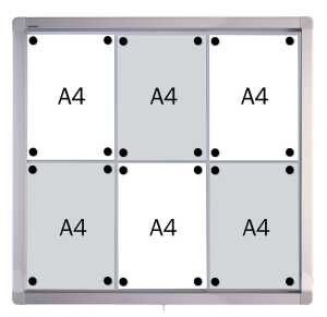 Schaukasten ECO Outdoor 6x A4, 75 x 70,4 x 4,5 cm, weiß magnethaftend