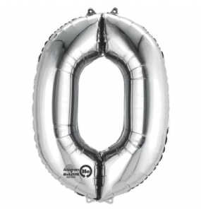 Folienballon Zahl 0 silber 2798001 / 9906285 86cm