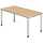 Schreibtisch 4-Fuß-Gestell rund - 160 x 68-76 x 80 cm, Ahorn/Silber