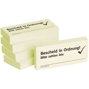 BIZSTIX Haftnotizen "Bescheid in Ordnung" - 75 x 35 mm, 5x 100 Blatt