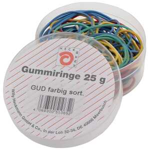 Wihedü Gummiringe - farbig sortiert, Dose mit 25g
