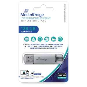 USB Stick 3.0 - 128 GB, Kombo-Stick mit USB Type-C™ Stecker, silber