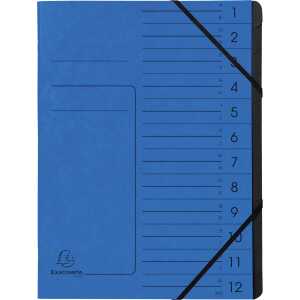 Exacompta EXACOMPTA Ordnungsmappe - 12 Fächer, A4, Karton, blau