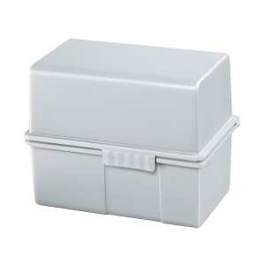 HAN Karteibox A8 quer - für 200 Karten mit Stahlscharnier, lichtgrau