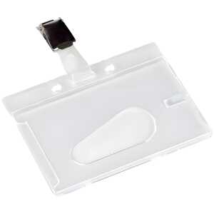 Q-Connect Ausweishülle mit Clip - 85 x 54 mm Hartplastik transp 10 Stk