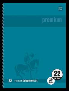 Collegeblock A4 80Bl 90g Lin22 Premium T petrol kariert mIR hfrei