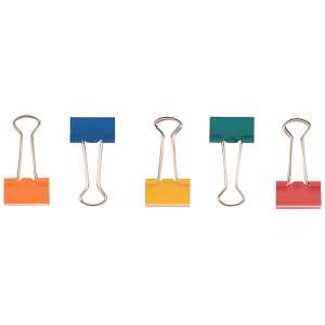 Foldback-Klammern - 19 mm, Klemmvolumen 7 mm, sortiert, 10 Stück