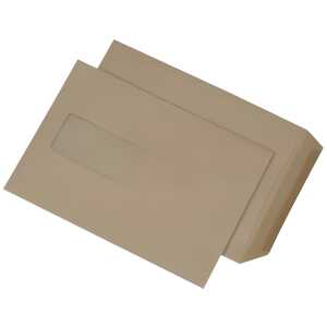 Versandtaschen C5, mit Fenster, gummiert, 90 g/qm, braun, 500 Stück