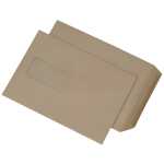 Versandtaschen C5, mit Fenster, gummiert, 90 g/qm, braun, 500 Stück