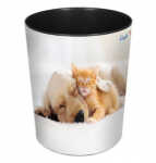 Motiv-Poster Papierkörbe 13L Hund und Katze, 24,5x30cm