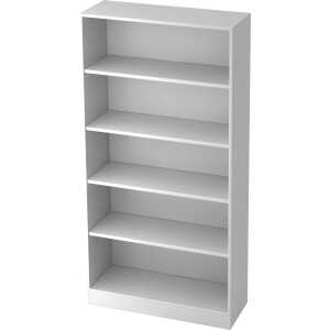 Hammerbacher Regal - breit, 5OH, 100 cm breit, Sockelblende, Weiß