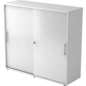 Hammerbacher Schiebetürschrank - 3OH, 120 cm, Relinggriff, Weiß/Weiß