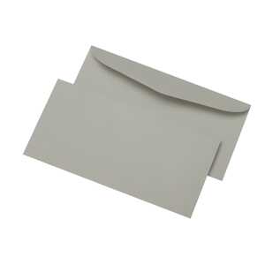 Briefumschläge grau, außenliegende Seitenklappen, nicht holzfrei.