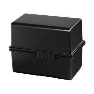 HAN Karteibox DIN A8 quer - für 200 Karten mit Stahlscharnier, schwarz