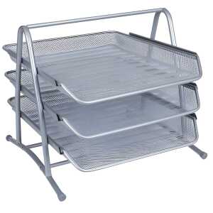 Q-Connect Briefablageset Metalldraht m 3 Ablagefächer bis C4 - silber