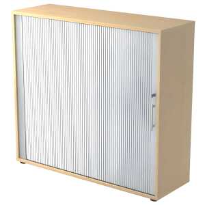 Hammerbacher Rollladenschrank - 3OH, 120 cm, Relinggriff, Ahorn/Silber