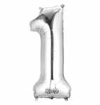 Folienballon Zahl 1 silber 9906286 86cm