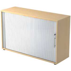 Hammerbacher Rollladenschrank - 2OH, 120 cm, Relinggriff, Ahorn/Silber