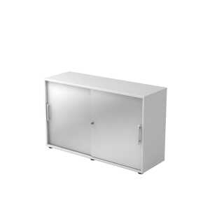 Hammerbacher Schiebetürschrank - 2OH, 120 cm, Relinggriff, Weiß/Silber