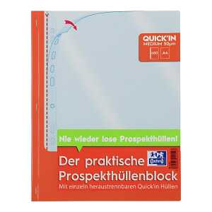 Prospekthüllenblock Economy A4, PP, 0,05mm, glasklar, 60 Stück